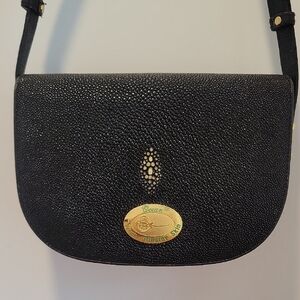 Vintage Ocean Genuine Stingray Skin Shoulder Purse That Extends To Crossbody Bag